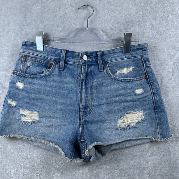 Madewell Jean Shorts Womens Size 29 Relaxed Denim Distressed High Rise Blue - Picture 1 of 9